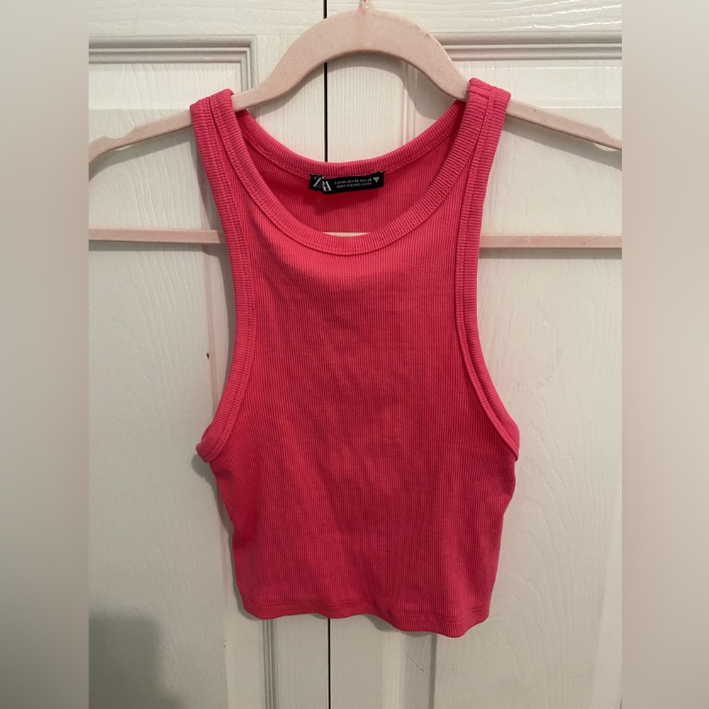 Zara pink tank top cropped summer top